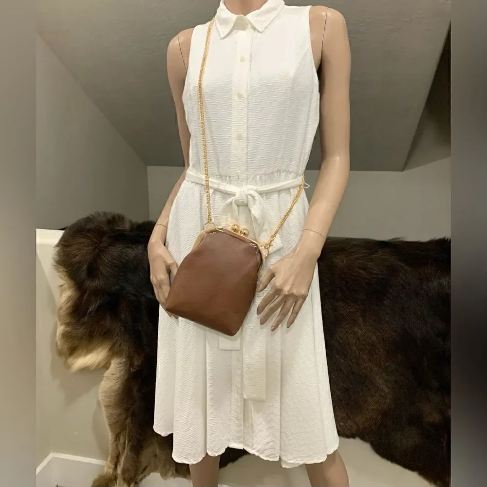 Handmade Genuine Leather Purse/Push Lock Crossbody/Shoulder bag